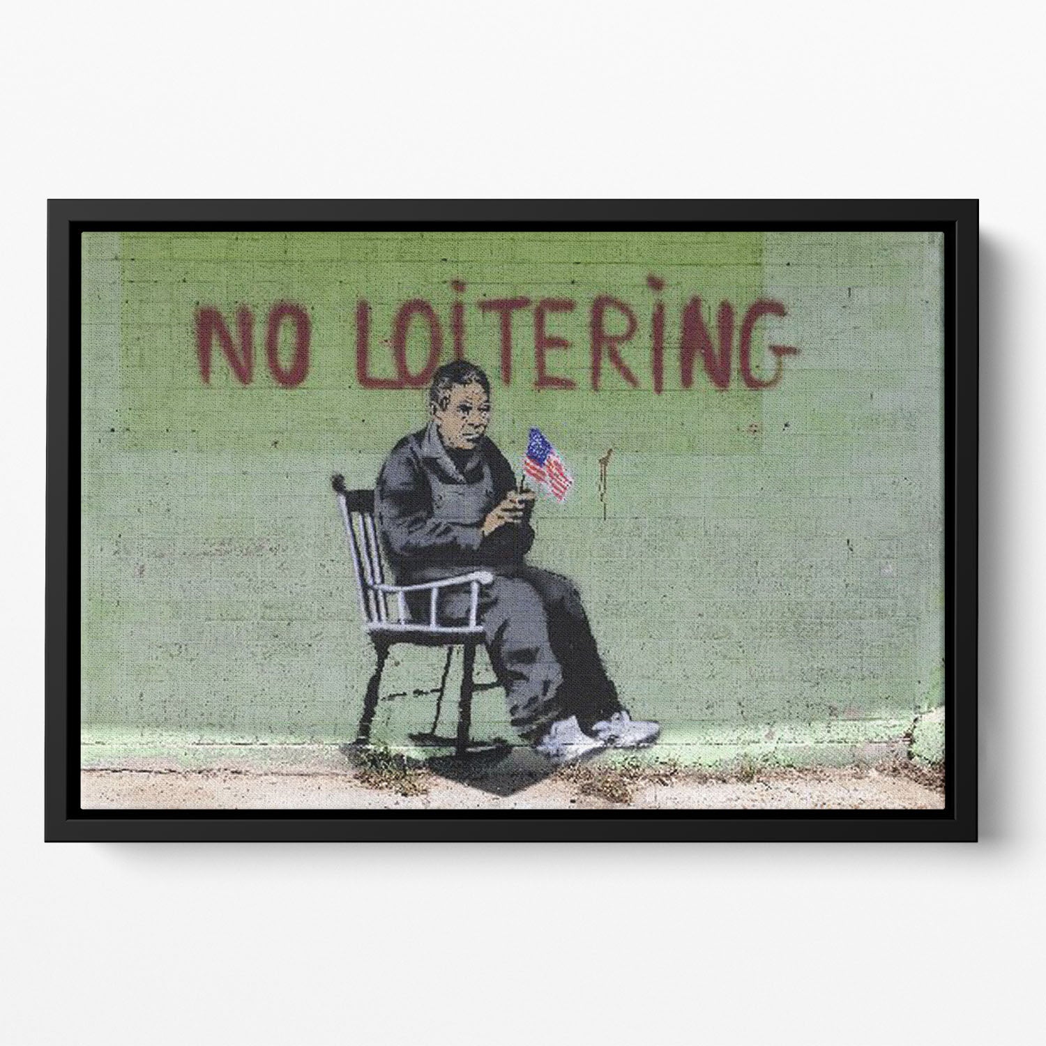 Banksy No Loitering Floating Framed Canvas