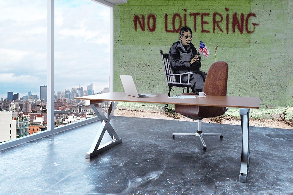 Banksy No Loitering Wall Mural Wallpaper - Canvas Art Rocks - 3