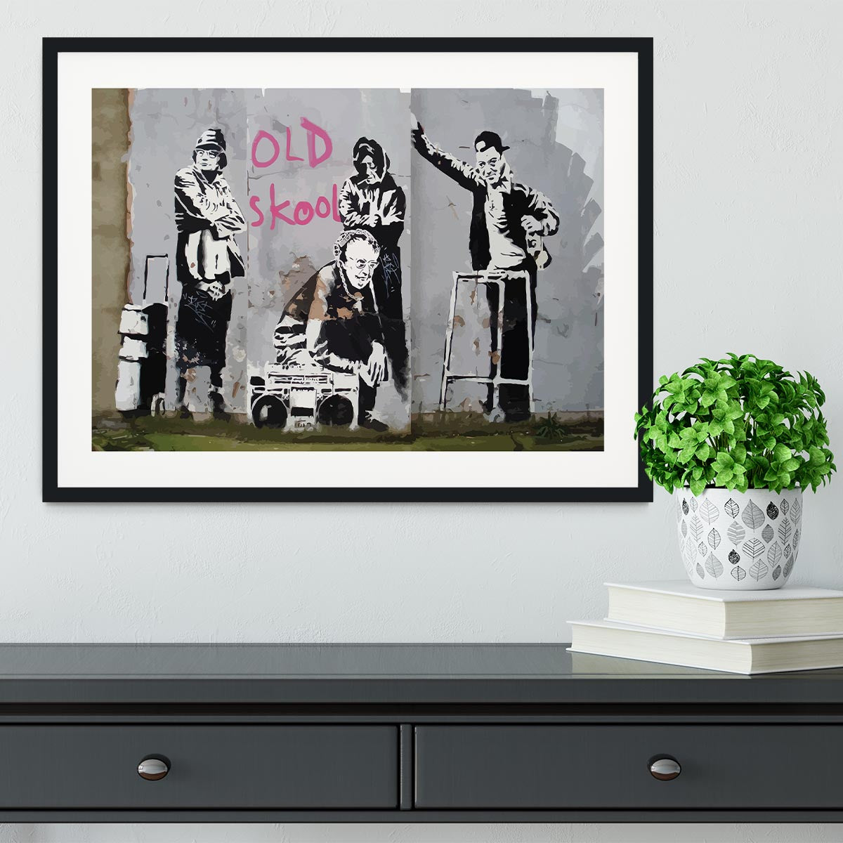 Banksy Old Skool Framed Print - Canvas Art Rocks - 1
