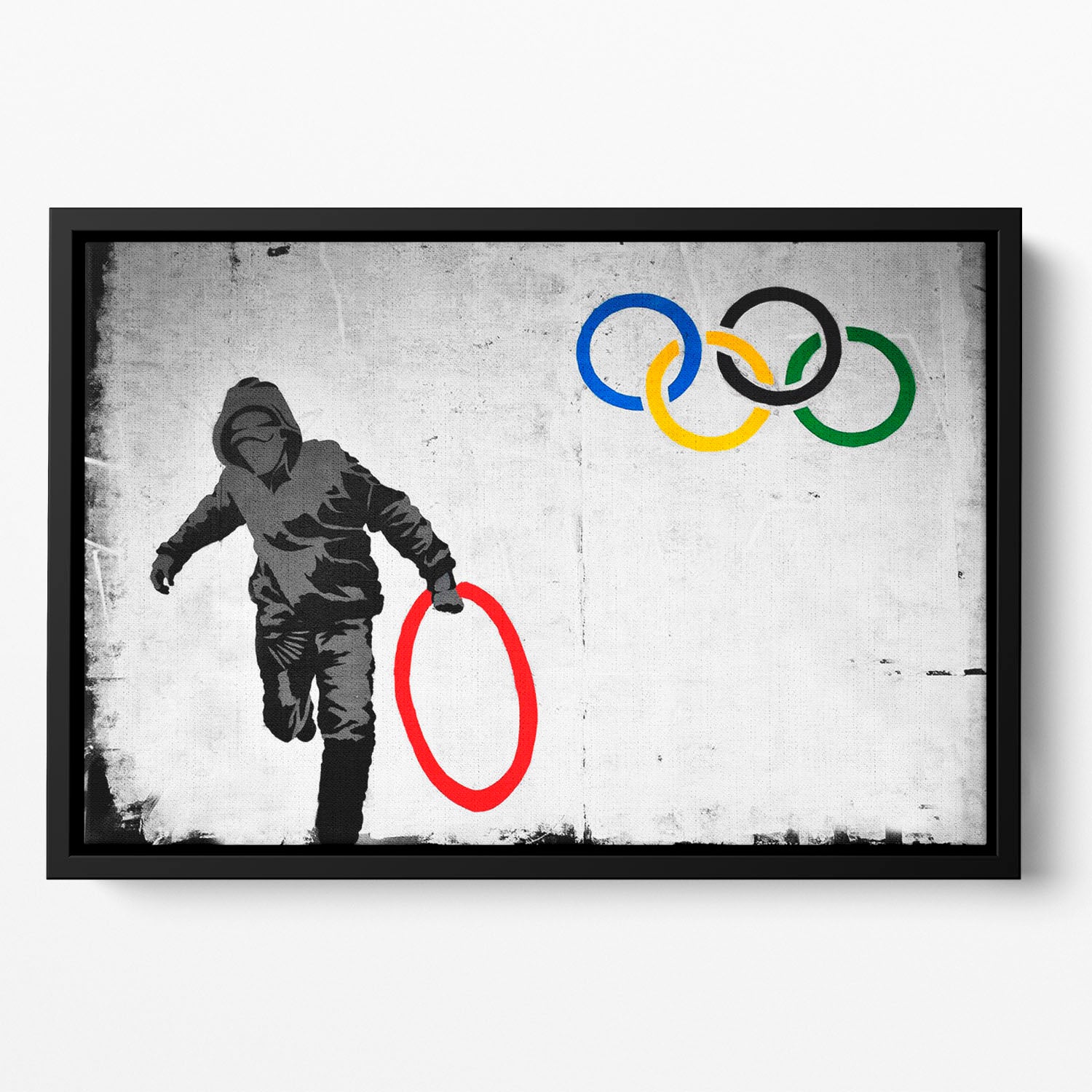 Banksy Olympic Rings Looter Floating Framed Canvas