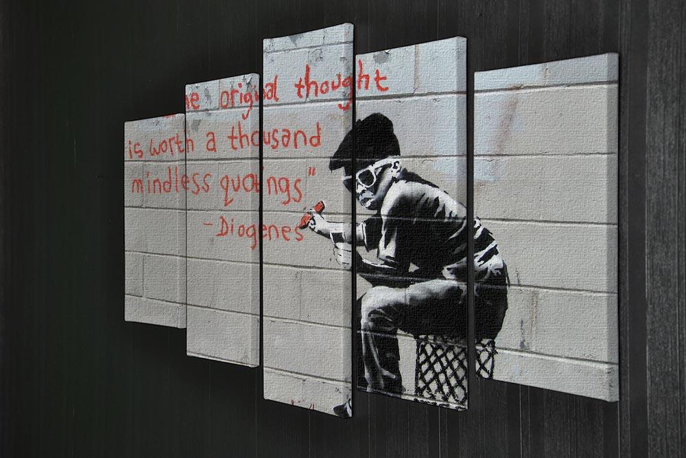 Banksy One Original Thought 5 Split Panel Canvas - Canvas Art Rocks - 2