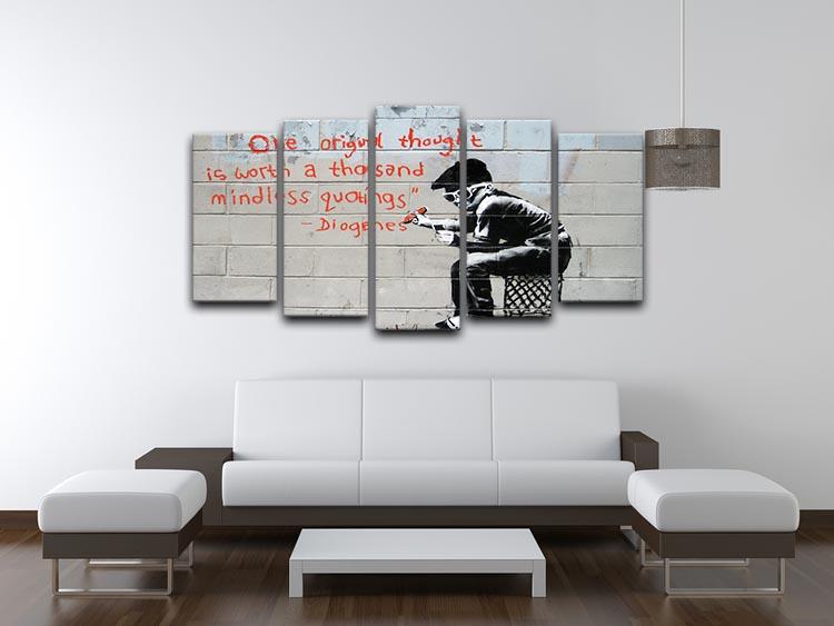 Banksy One Original Thought 5 Split Panel Canvas - Canvas Art Rocks - 3