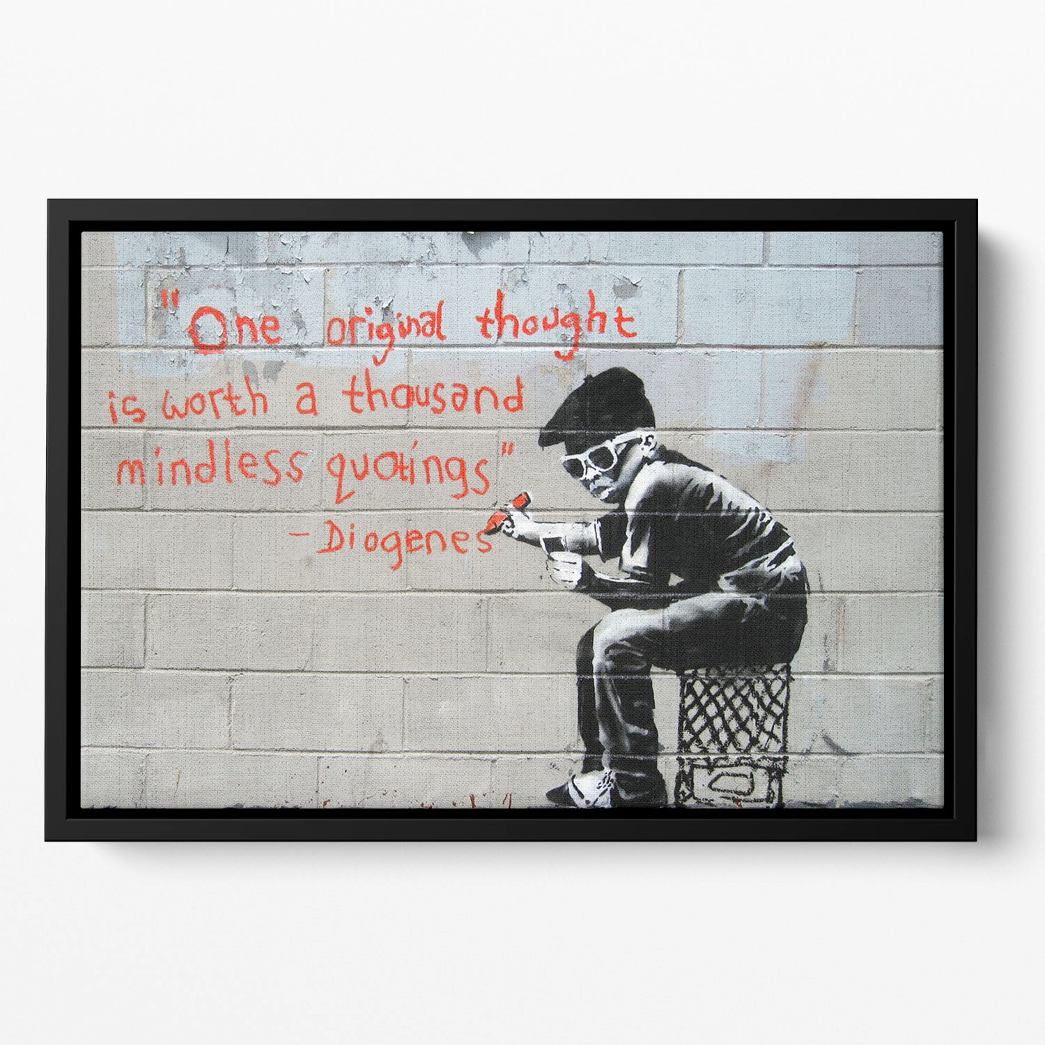 Banksy One Original Thought Floating Framed Canvas