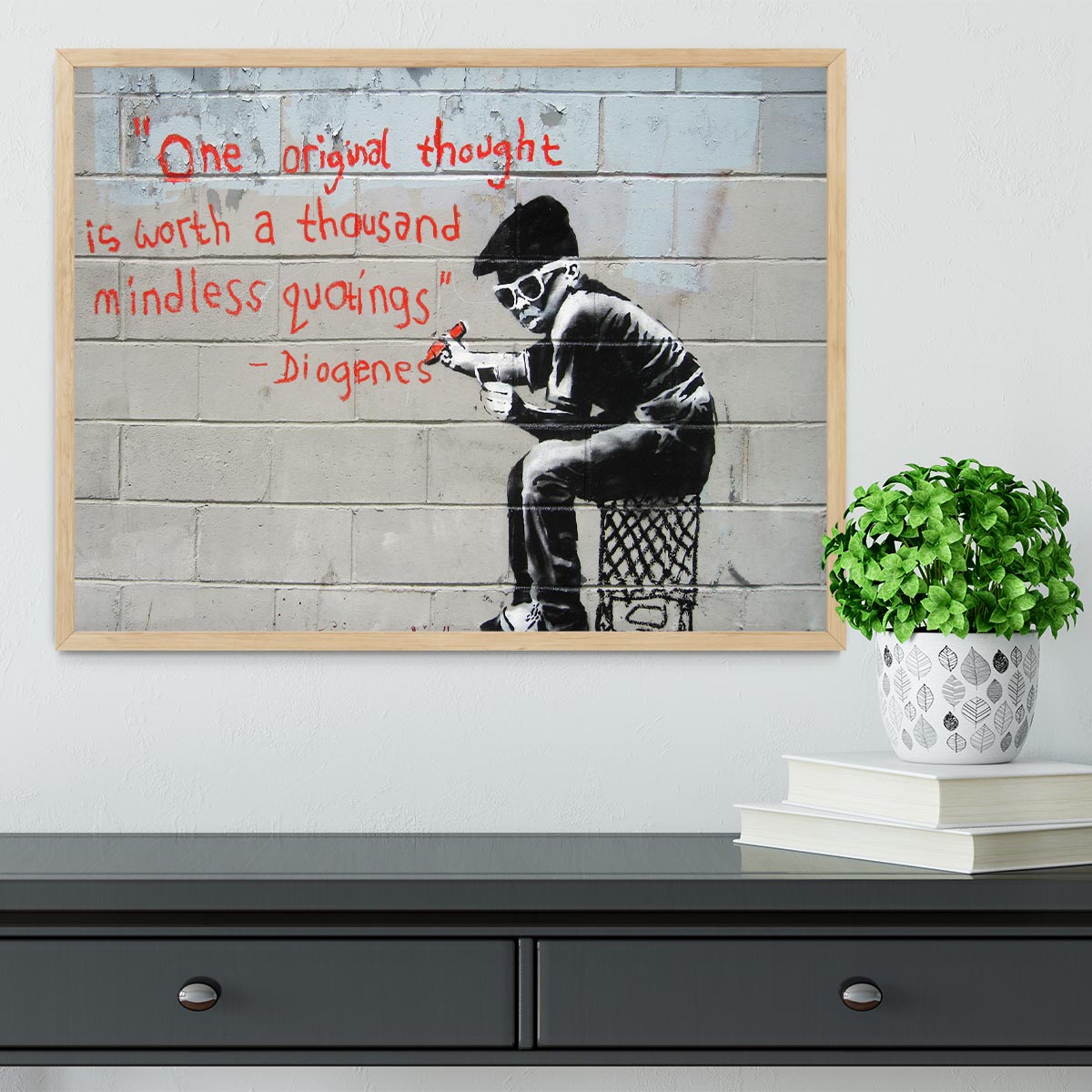 Banksy One Original Thought Framed Print - Canvas Art Rocks - 4