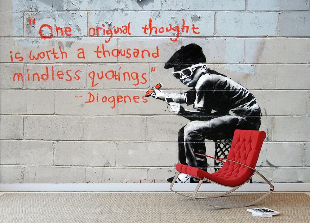Banksy One Original Thought Wall Mural Wallpaper - Canvas Art Rocks - 2