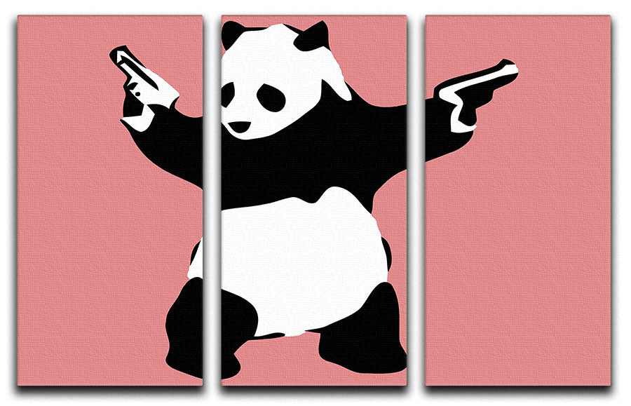 Banksy Panda Red 3 Split Panel Canvas Print - Canvas Art Rocks - 1