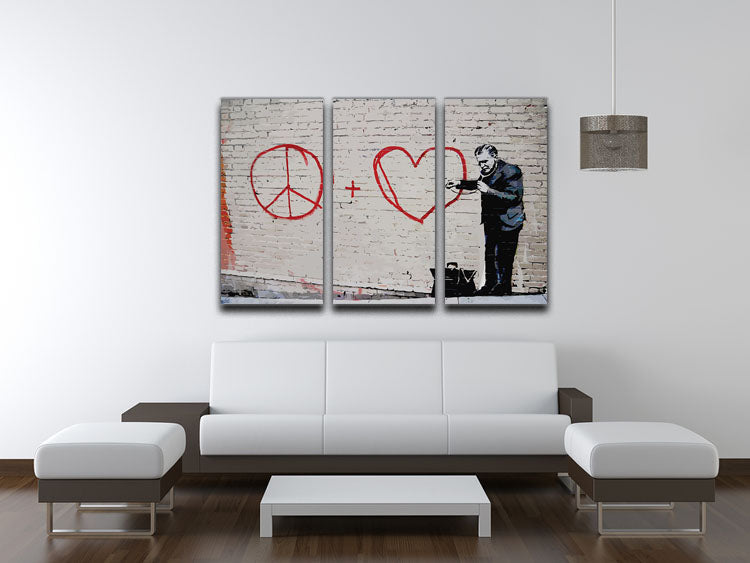 Banksy Peaceful Hearts Doctor San Francisco 3 Split Panel Canvas Print - Canvas Art Rocks - 3