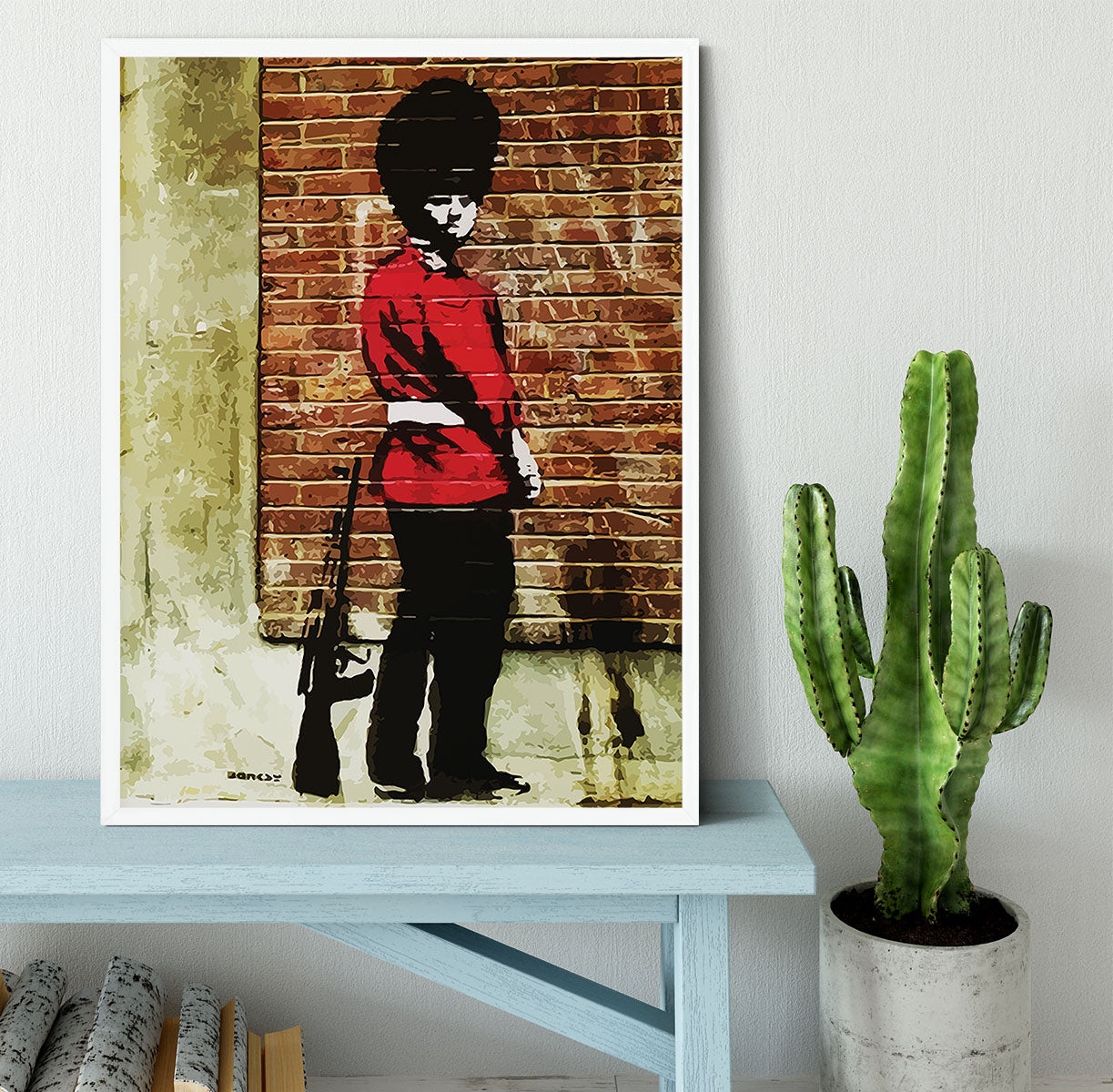Banksy Pissing London Soldier Framed Print - Canvas Art Rocks -6