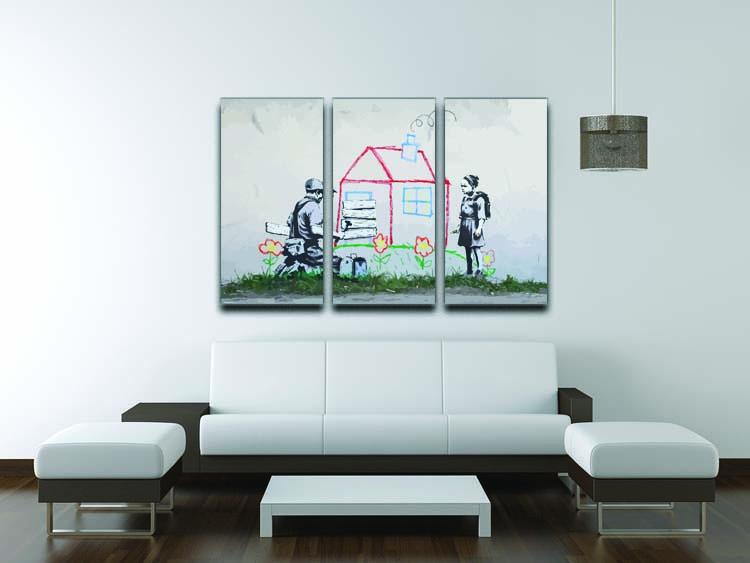 Banksy Play House 3 Split Panel Canvas Print - Canvas Art Rocks - 3