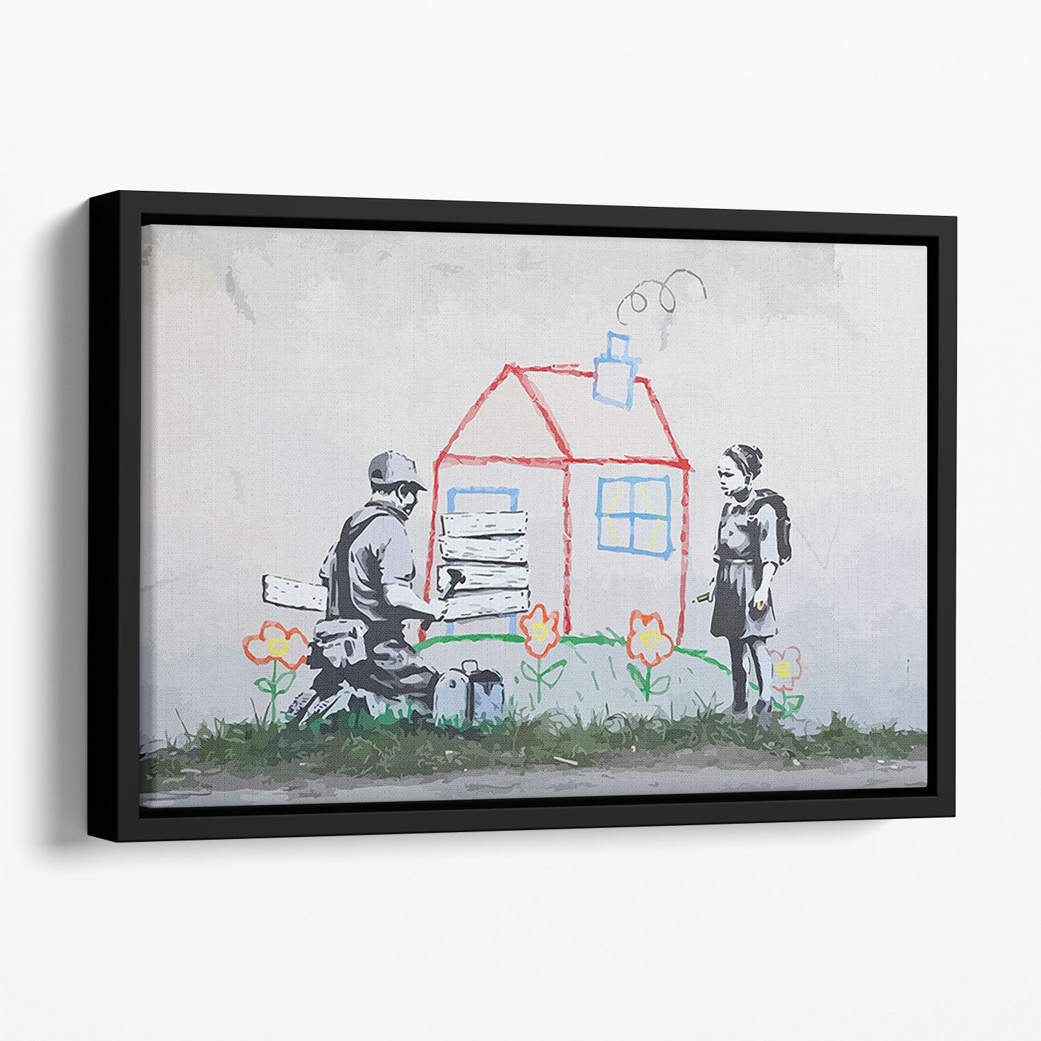 Banksy Play House Floating Framed Canvas