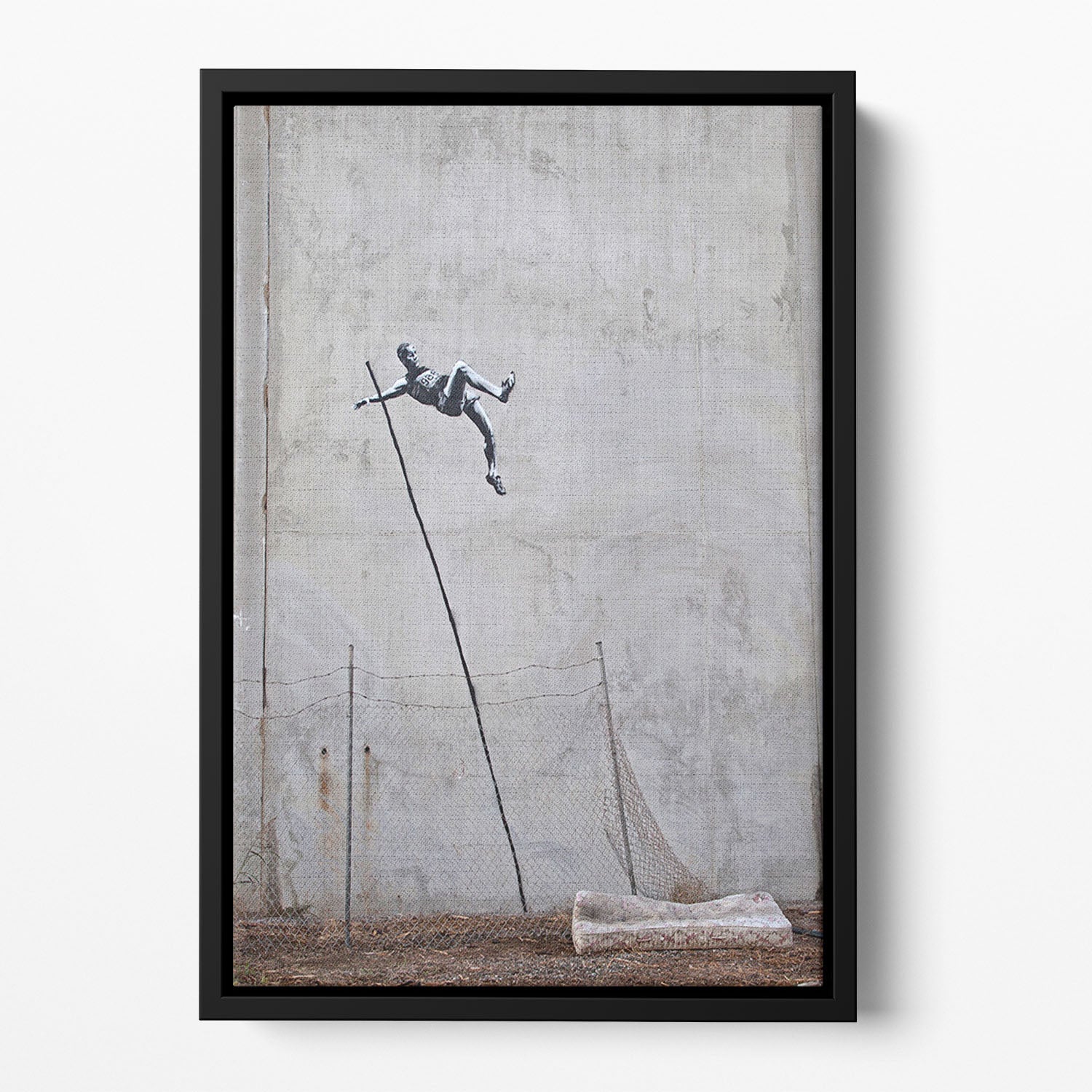 Banksy Pole Vaulter Floating Framed Canvas