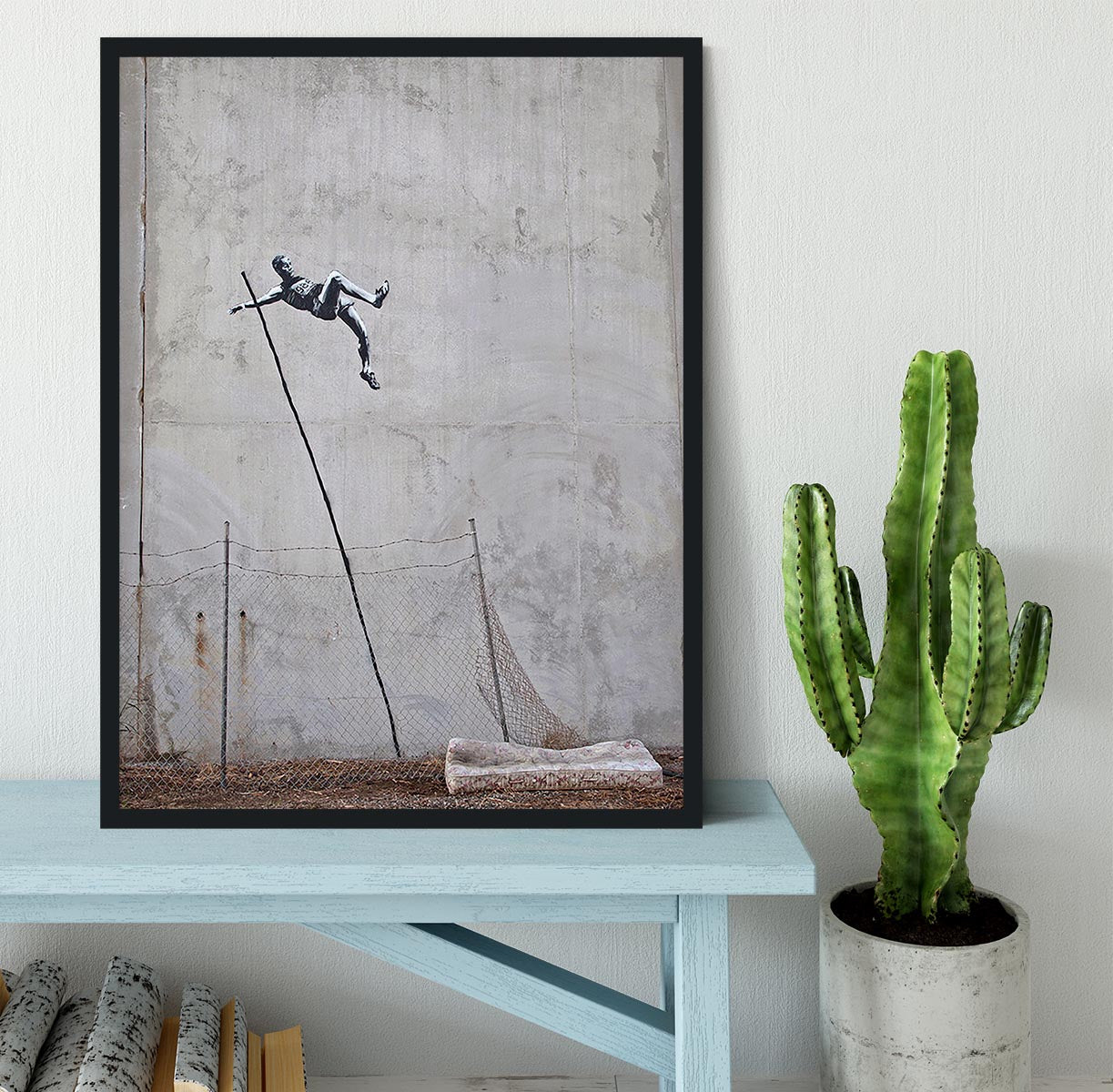 Banksy Pole Vaulter Framed Print - Canvas Art Rocks - 2