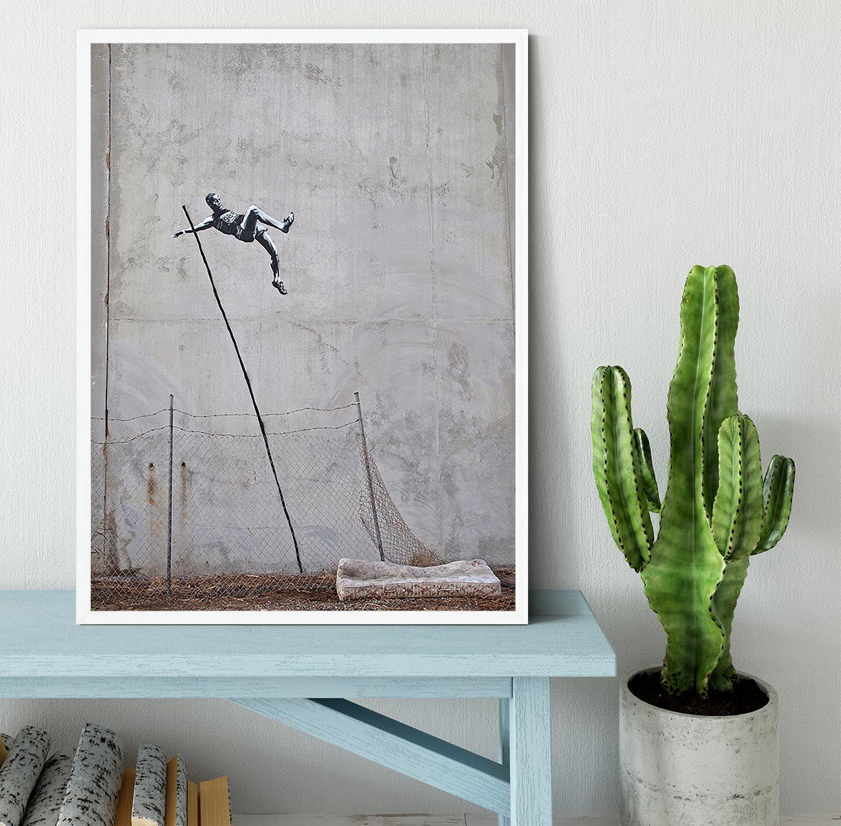 Banksy Pole Vaulter Framed Print - Canvas Art Rocks -6