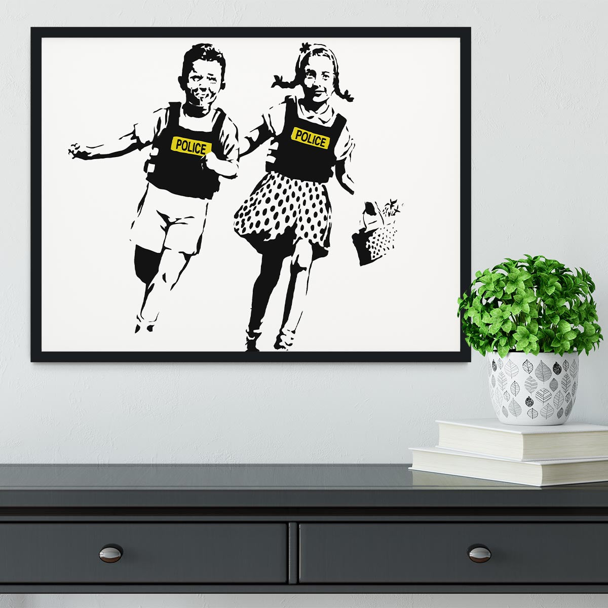 Banksy Police Kids Framed Print - Canvas Art Rocks - 2