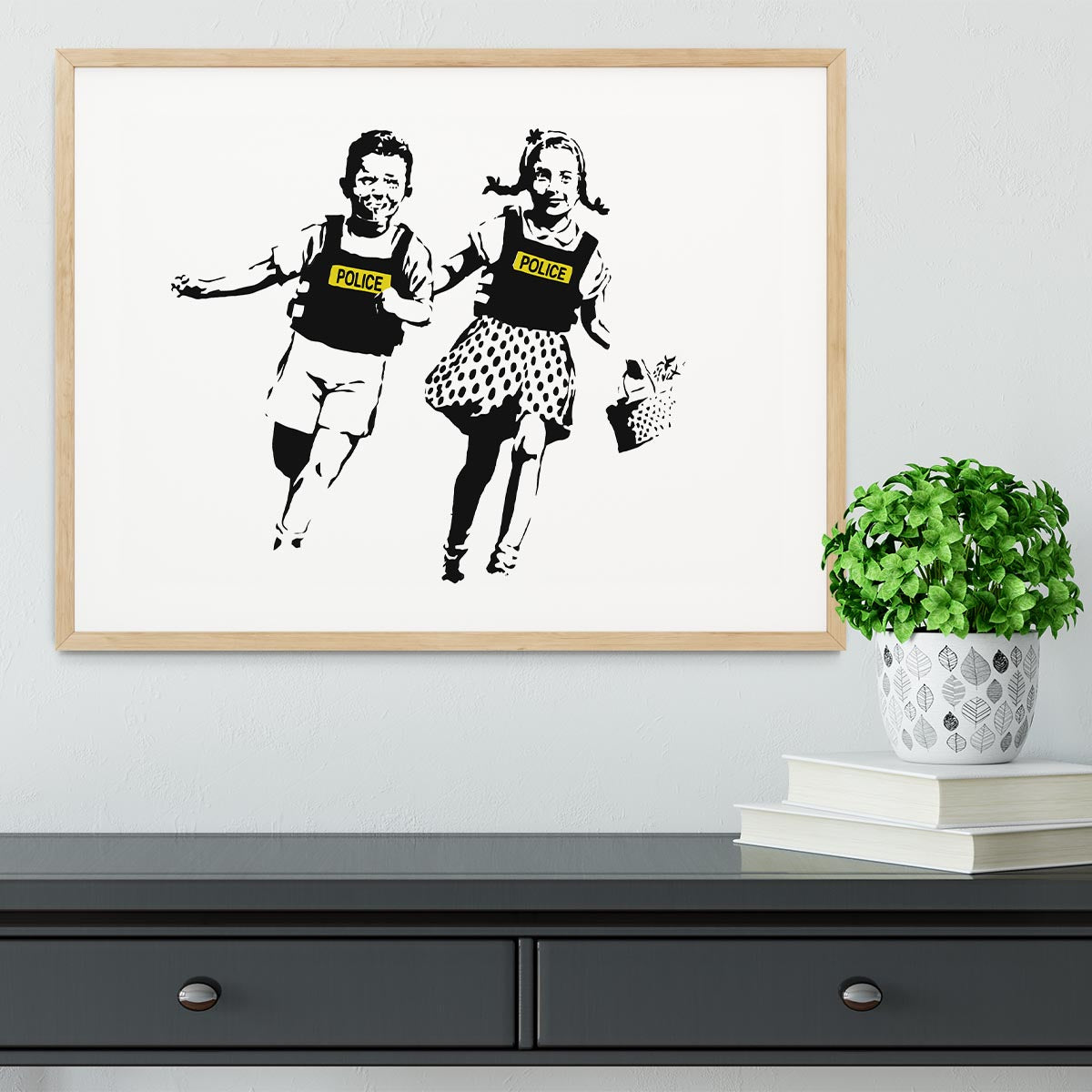 Banksy Police Kids Framed Print - Canvas Art Rocks - 3
