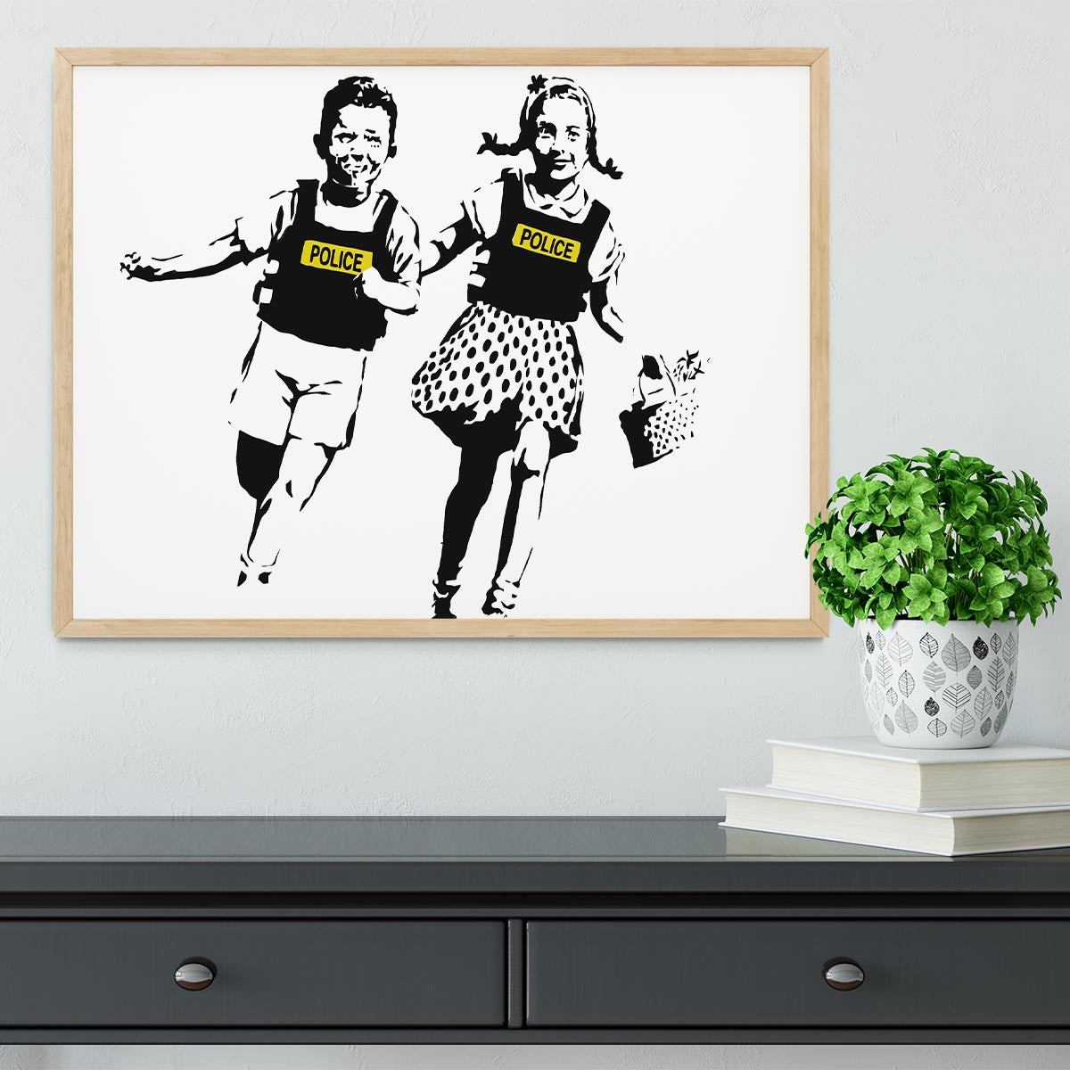 Banksy Police Kids Framed Print - Canvas Art Rocks - 4