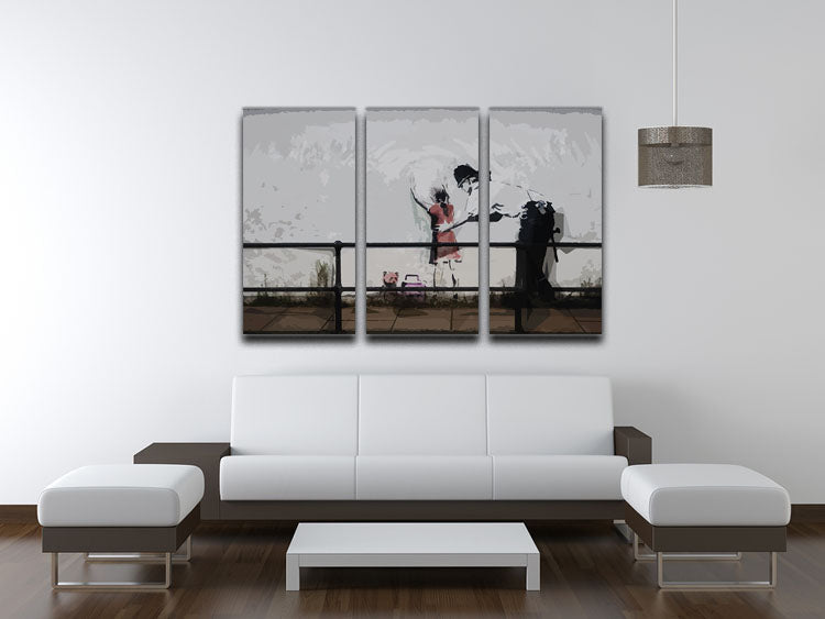 Banksy Policeman Searching Girl 3 Split Panel Canvas Print - Canvas Art Rocks - 3