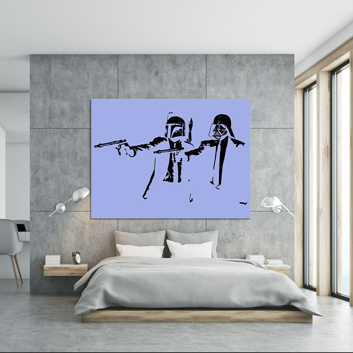 Banksy Pulp Fiction Star Wars Blue Canvas Print or Poster - Canvas Art Rocks - 5