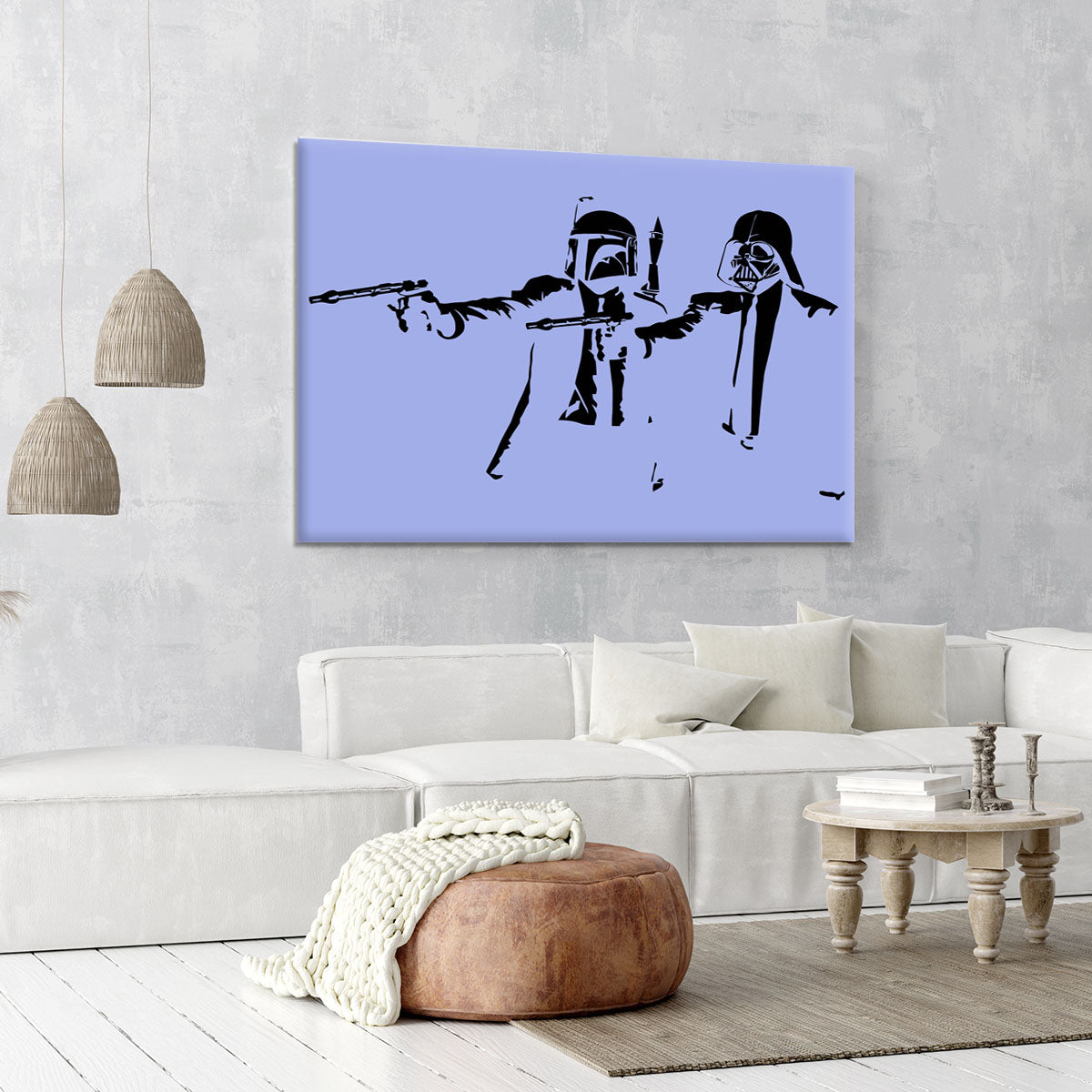Banksy Pulp Fiction Star Wars Blue Canvas Print or Poster - Canvas Art Rocks - 6