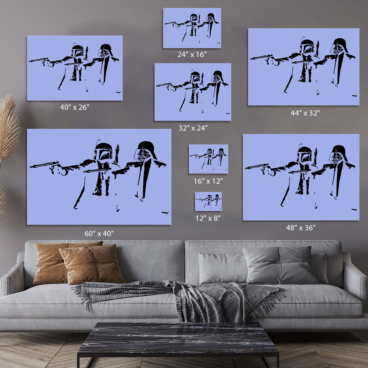 Banksy Pulp Fiction Star Wars Blue Canvas Print or Poster - Canvas Art Rocks - 7