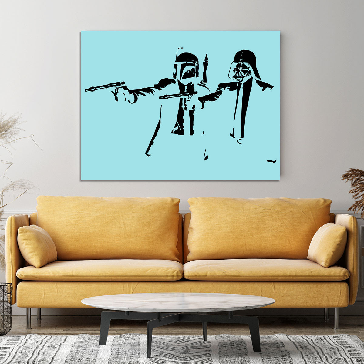 Banksy Pulp Fiction Star Wars Light Blue Canvas Print or Poster - Canvas Art Rocks - 4