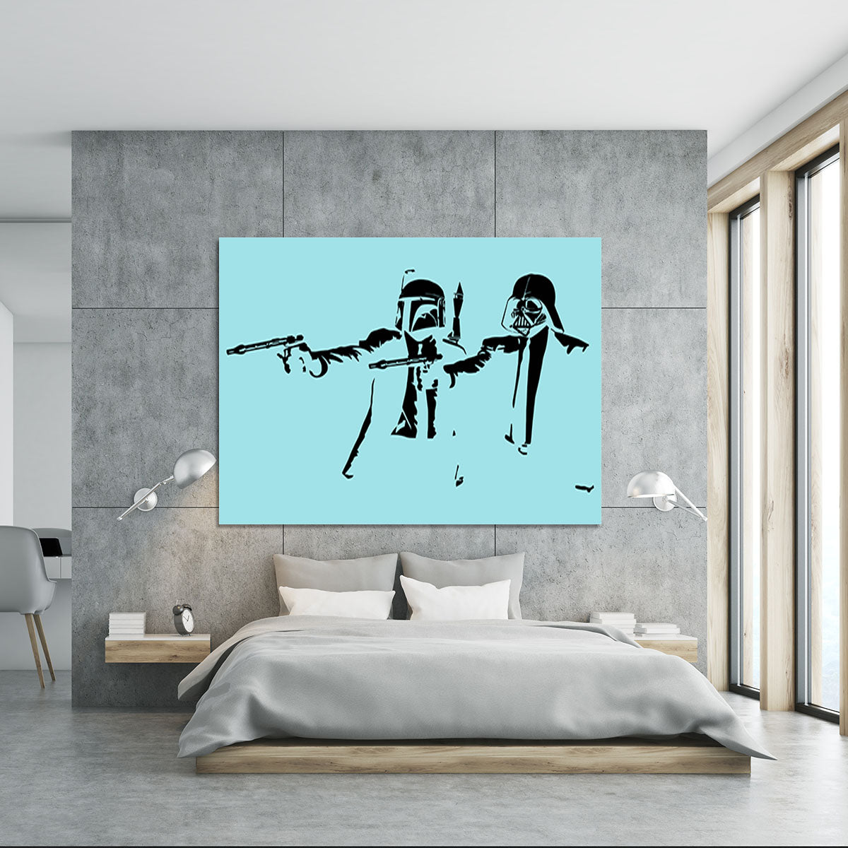 Banksy Pulp Fiction Star Wars Light Blue Canvas Print or Poster - Canvas Art Rocks - 5