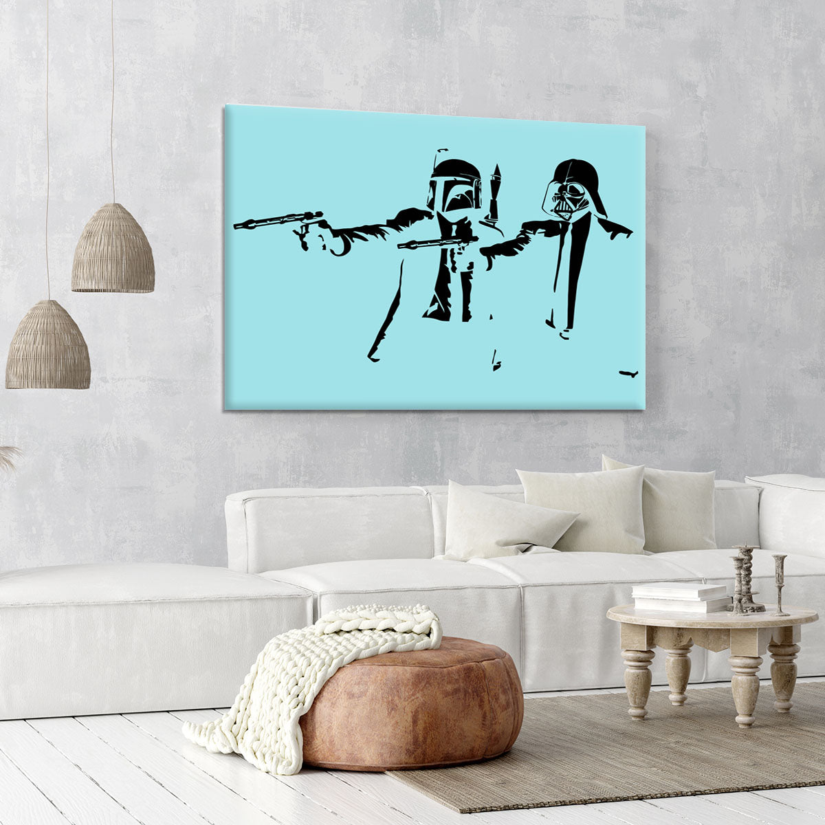 Banksy Pulp Fiction Star Wars Light Blue Canvas Print or Poster - Canvas Art Rocks - 6