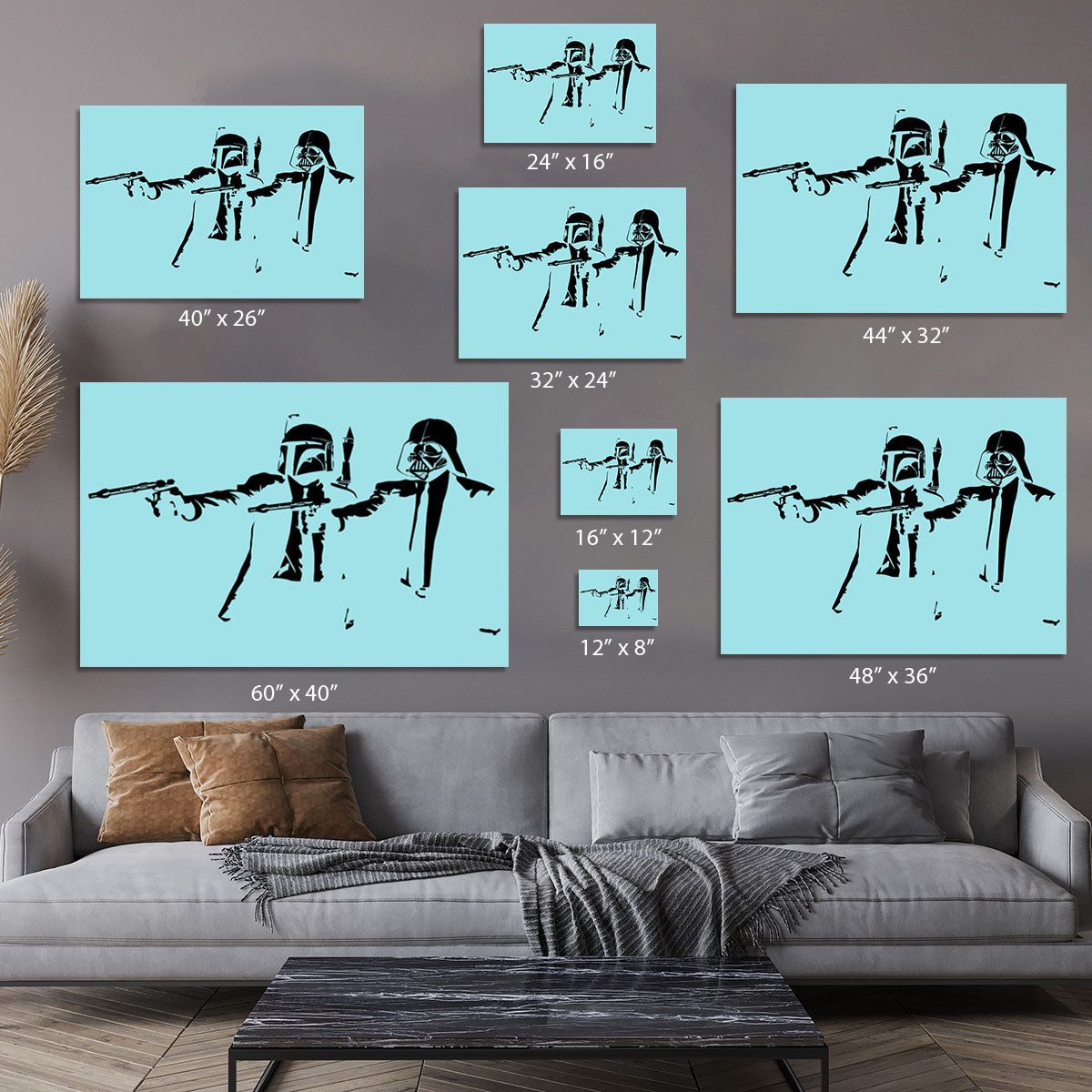 Banksy Pulp Fiction Star Wars Light Blue Canvas Print or Poster - Canvas Art Rocks - 7