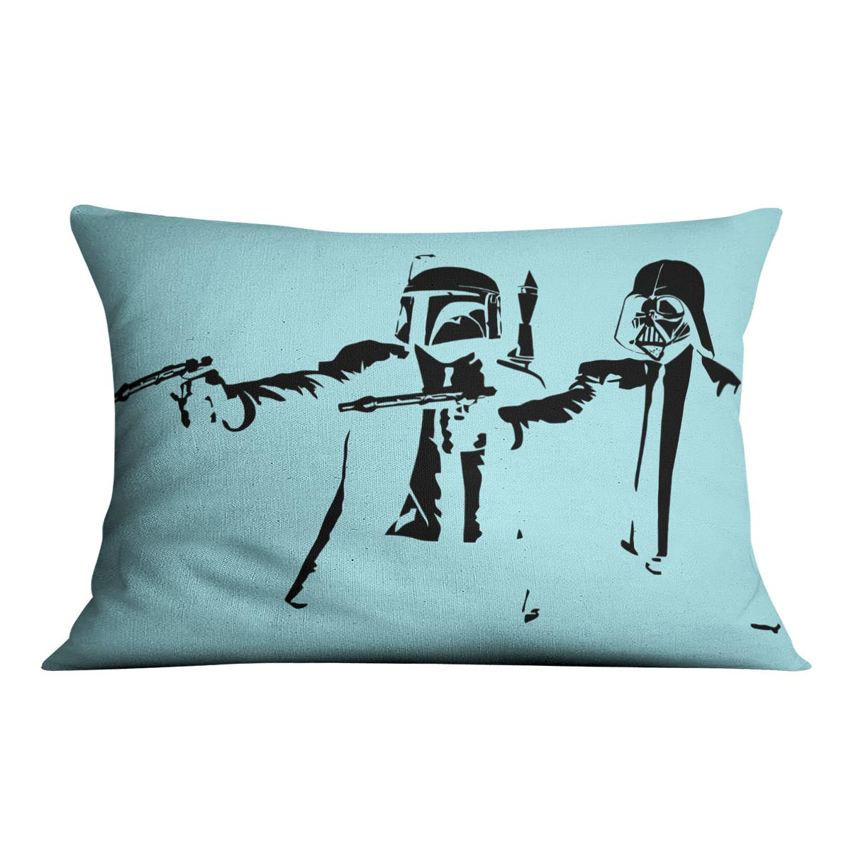 Banksy Pulp Fiction Star Wars Light Blue Cushion - Canvas Art Rocks - 4