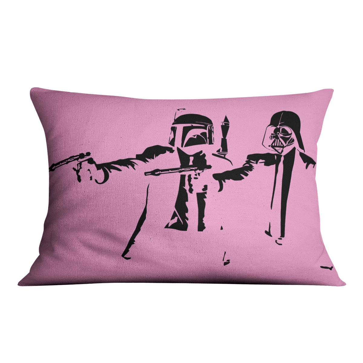 Banksy Pulp Fiction Star Wars Pink Cushion - Canvas Art Rocks - 4