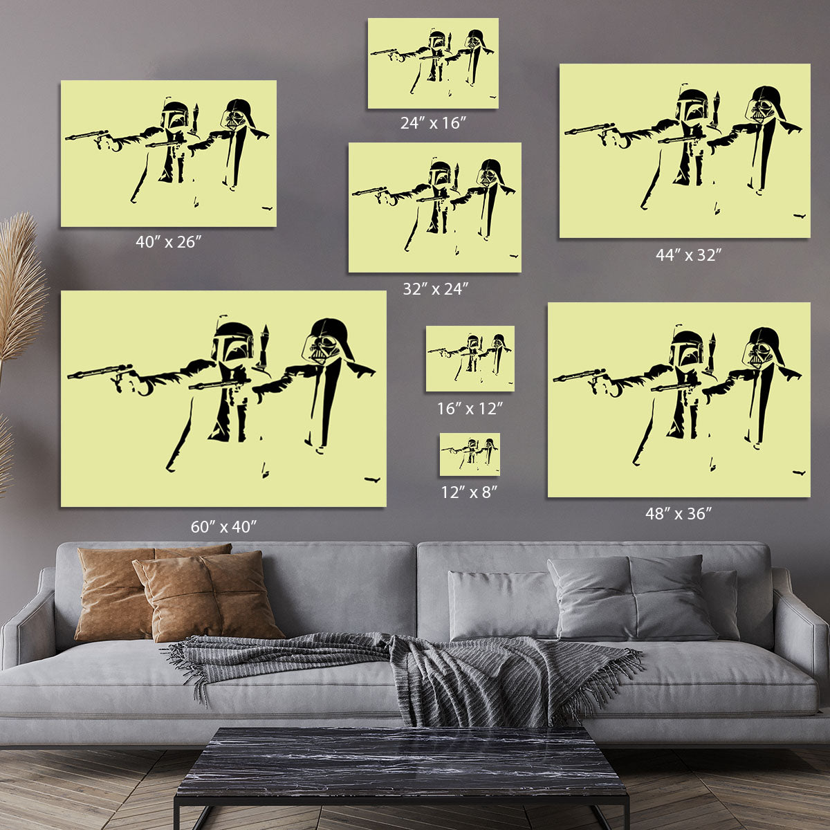 Banksy Pulp Fiction Star Wars Yellow Canvas Print or Poster - Canvas Art Rocks - 7