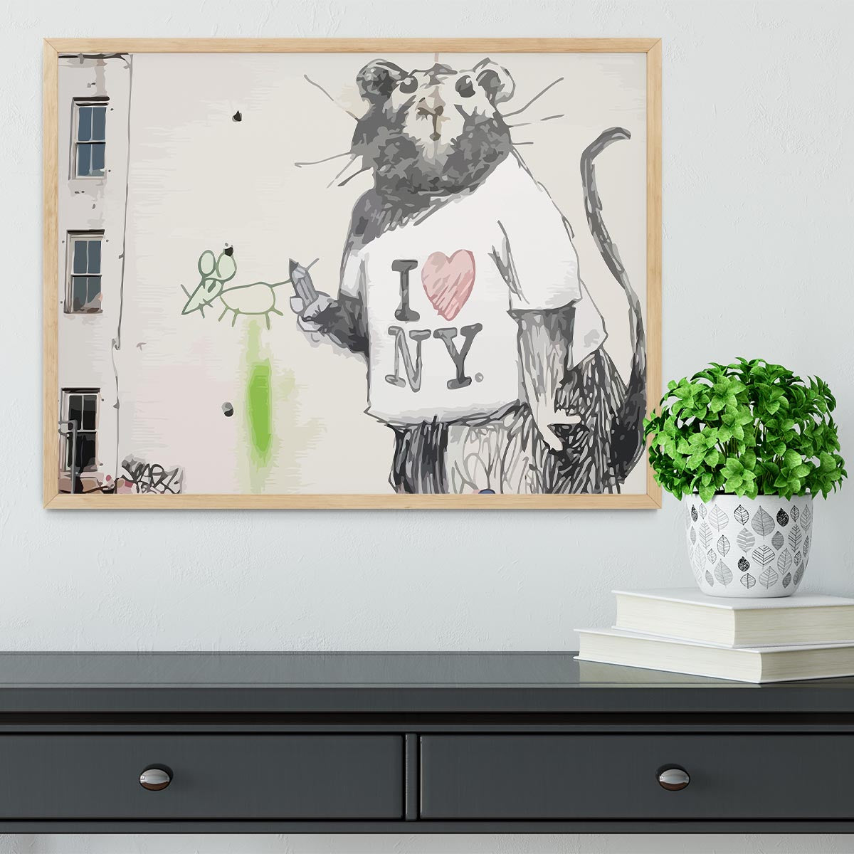 Banksy Rat I Love New York Framed Print - Canvas Art Rocks - 4