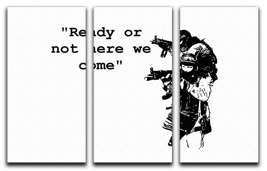 Banksy Ready Or Not 3 Split Panel Canvas Print - Canvas Art Rocks - 4