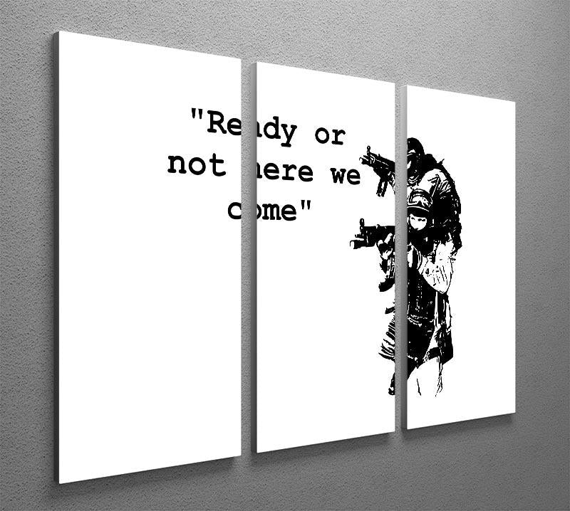 Banksy Ready Or Not 3 Split Panel Canvas Print - Canvas Art Rocks - 4