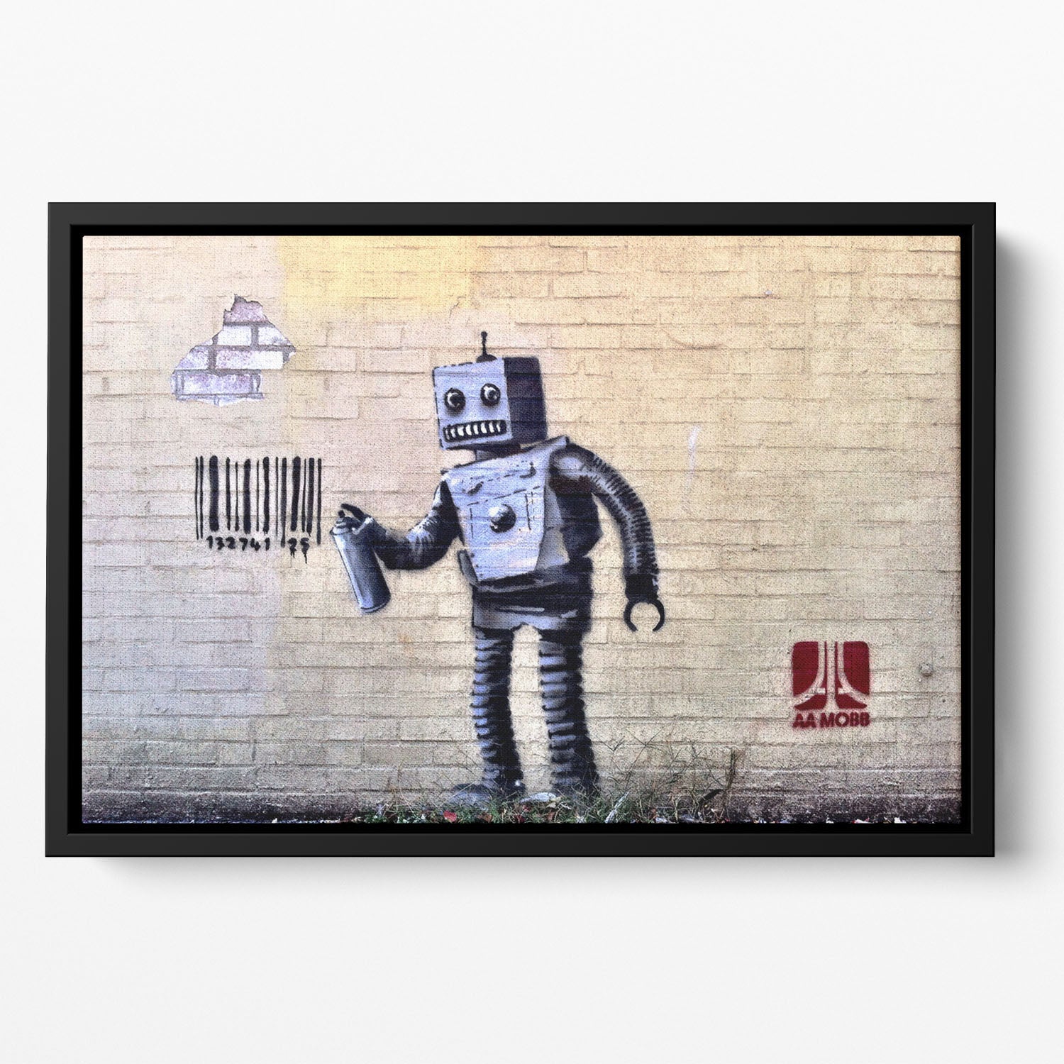 Banksy Robot Floating Framed Canvas