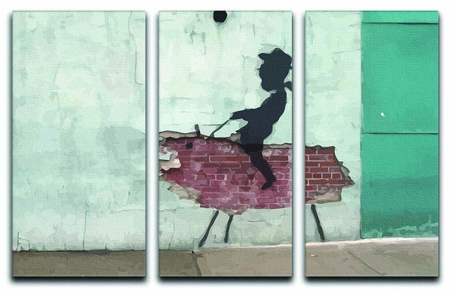 Banksy Rodeo Boy 3 Split Panel Canvas Print - Canvas Art Rocks - 1