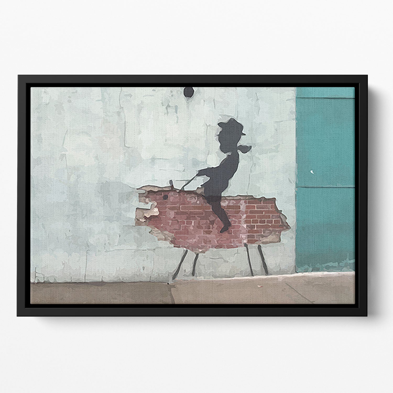 Banksy Rodeo Boy Floating Framed Canvas