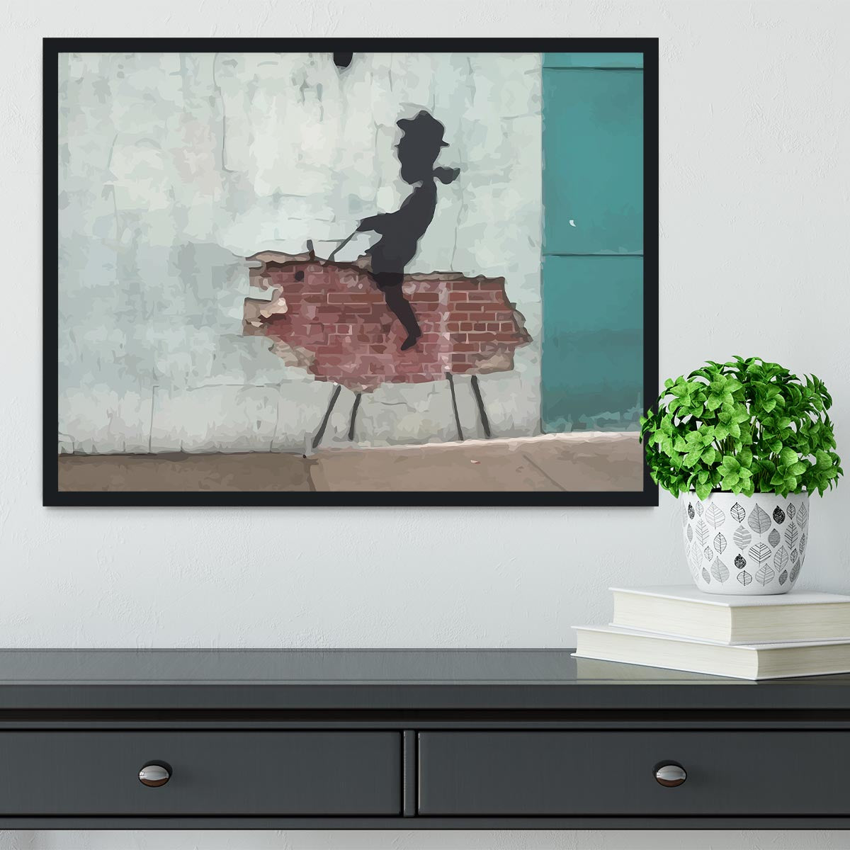 Banksy Rodeo Boy Framed Print - Canvas Art Rocks - 2