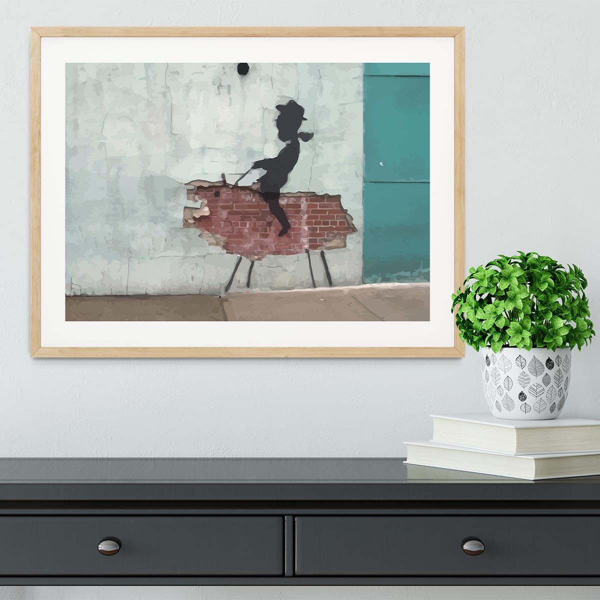 Banksy Rodeo Boy Framed Print - Canvas Art Rocks - 3