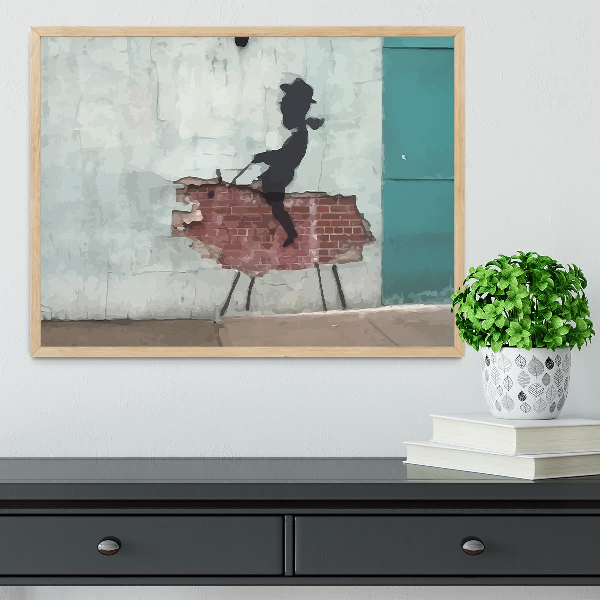 Banksy Rodeo Boy Framed Print - Canvas Art Rocks - 4