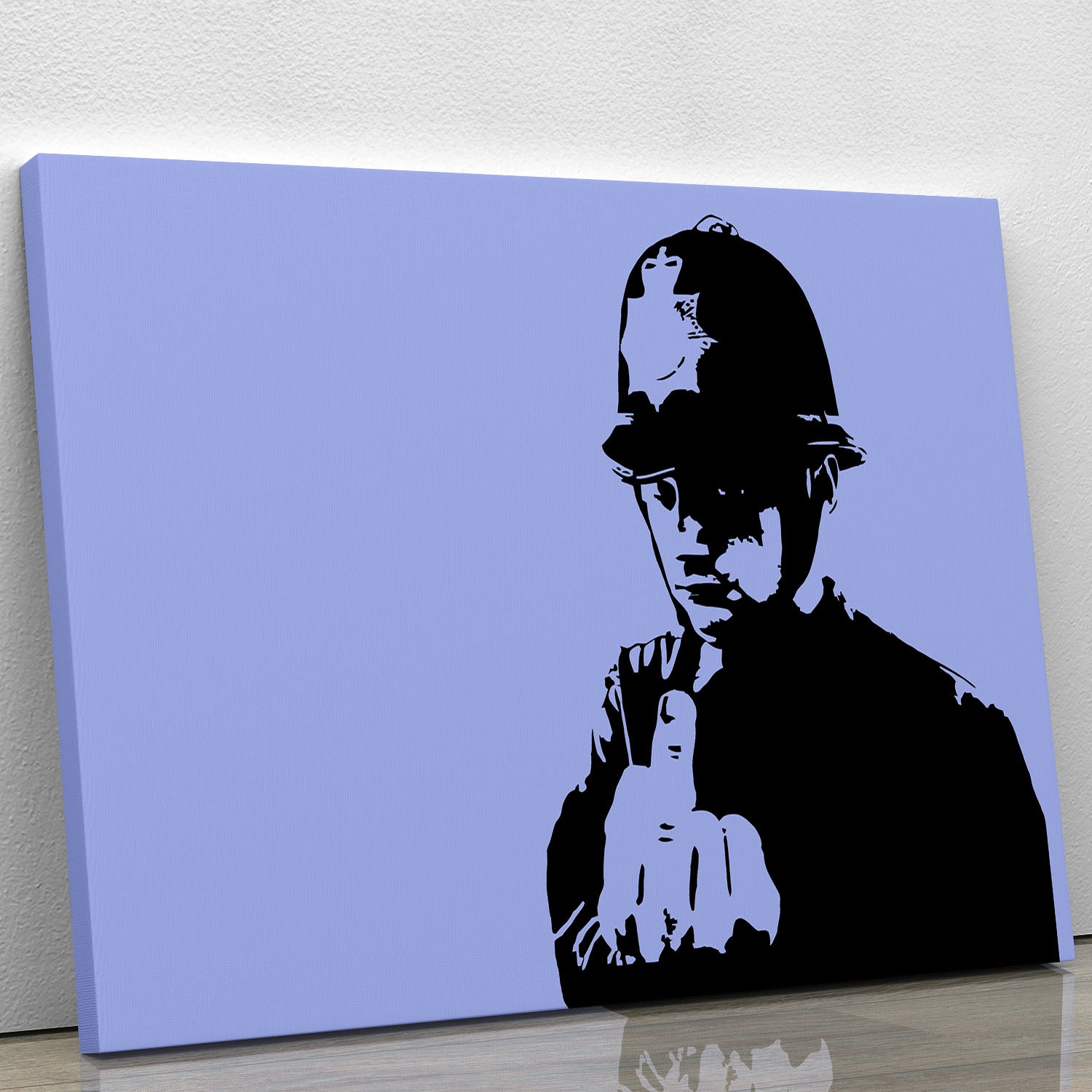 Banksy Rude Policeman Blue Canvas Print or Poster - Canvas Art Rocks - 1