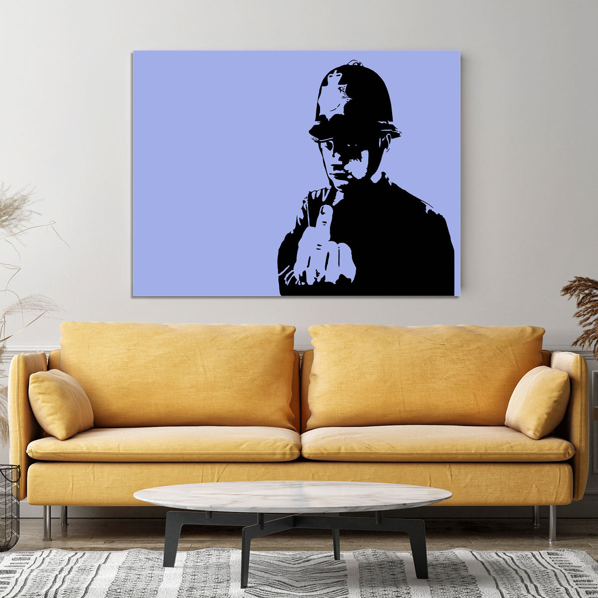 Banksy Rude Policeman Blue Canvas Print or Poster - Canvas Art Rocks - 4