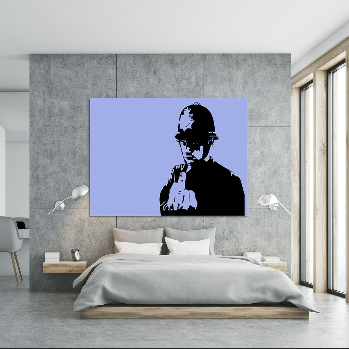 Banksy Rude Policeman Blue Canvas Print or Poster - Canvas Art Rocks - 5