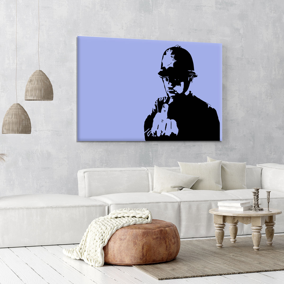 Banksy Rude Policeman Blue Canvas Print or Poster - Canvas Art Rocks - 6