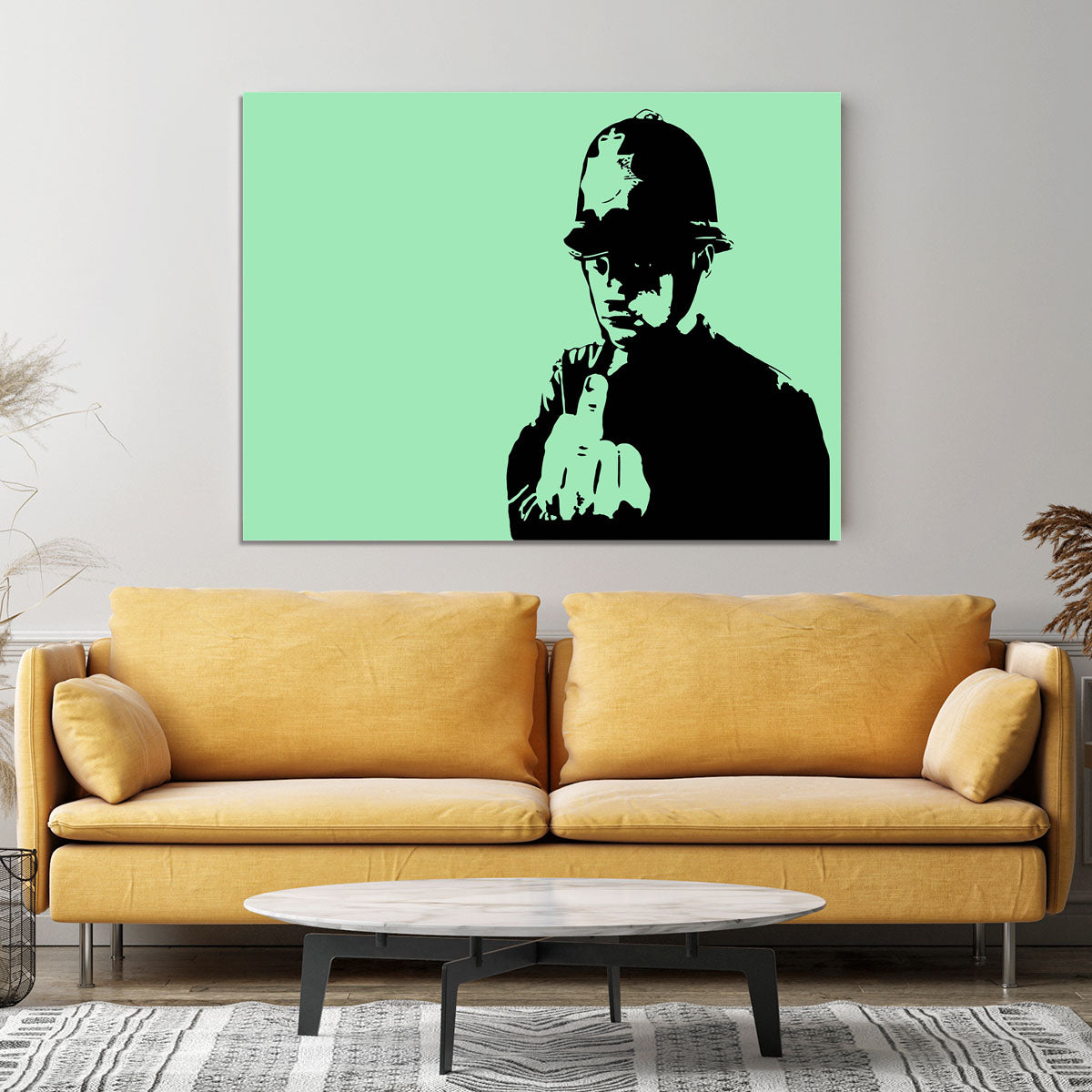 Banksy Rude Policeman Green Canvas Print or Poster - Canvas Art Rocks - 4