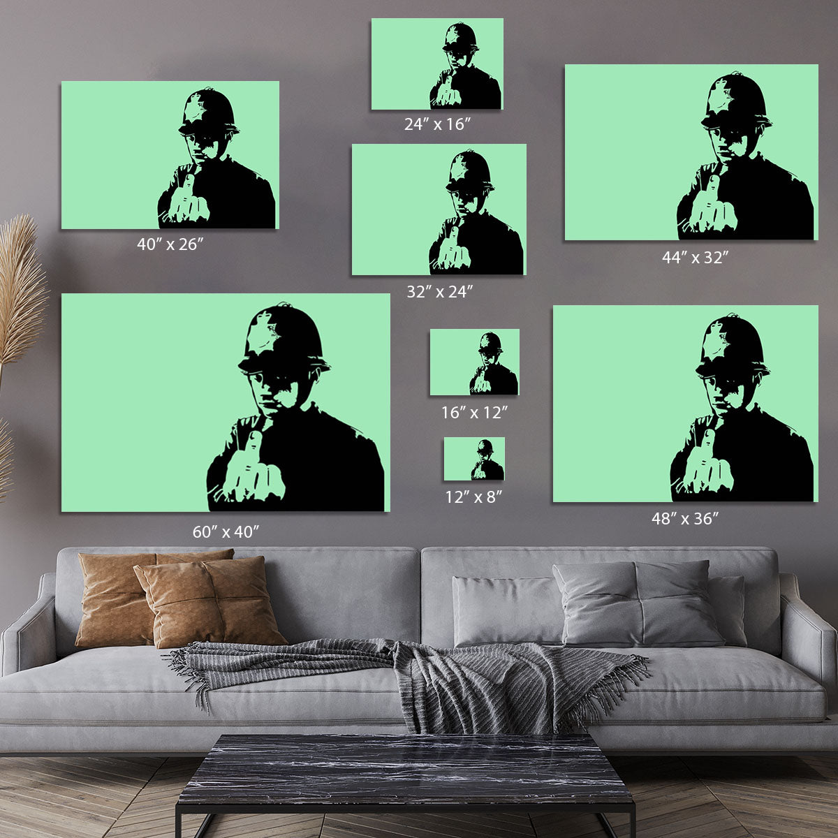 Banksy Rude Policeman Green Canvas Print or Poster - Canvas Art Rocks - 7