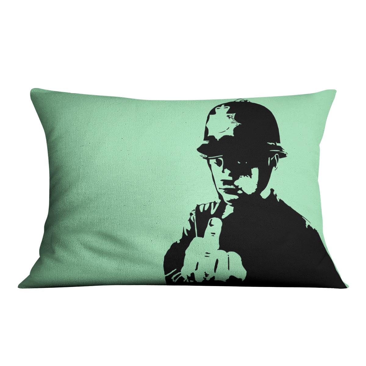 Banksy Rude Policeman Green Cushion - Canvas Art Rocks - 4