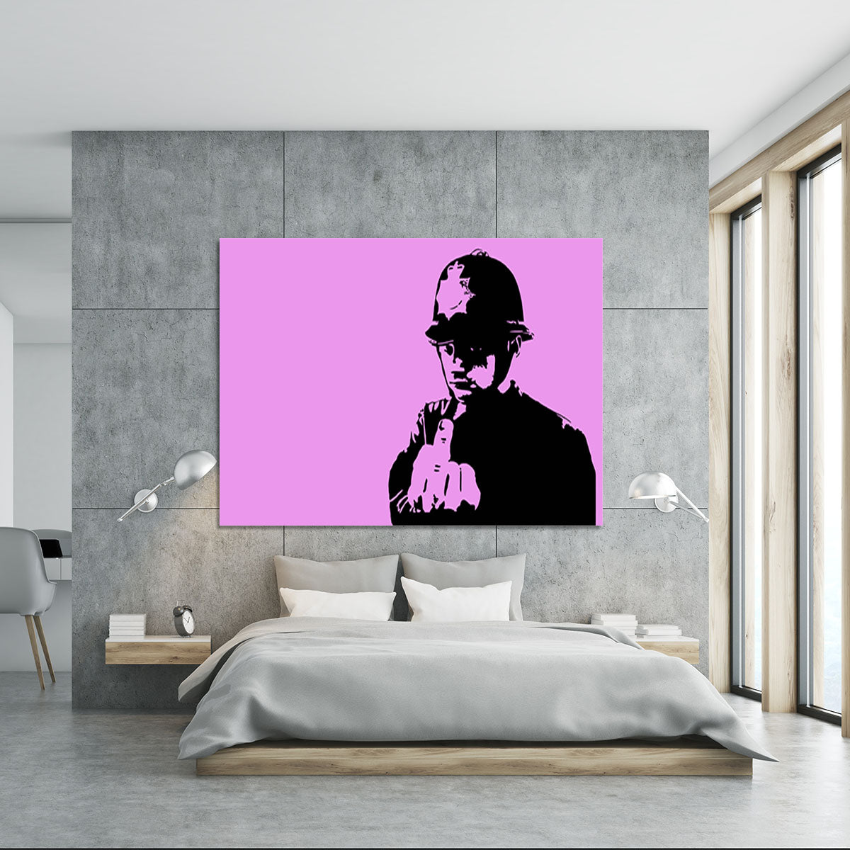 Banksy Rude Policeman Purple Canvas Print or Poster - Canvas Art Rocks - 5