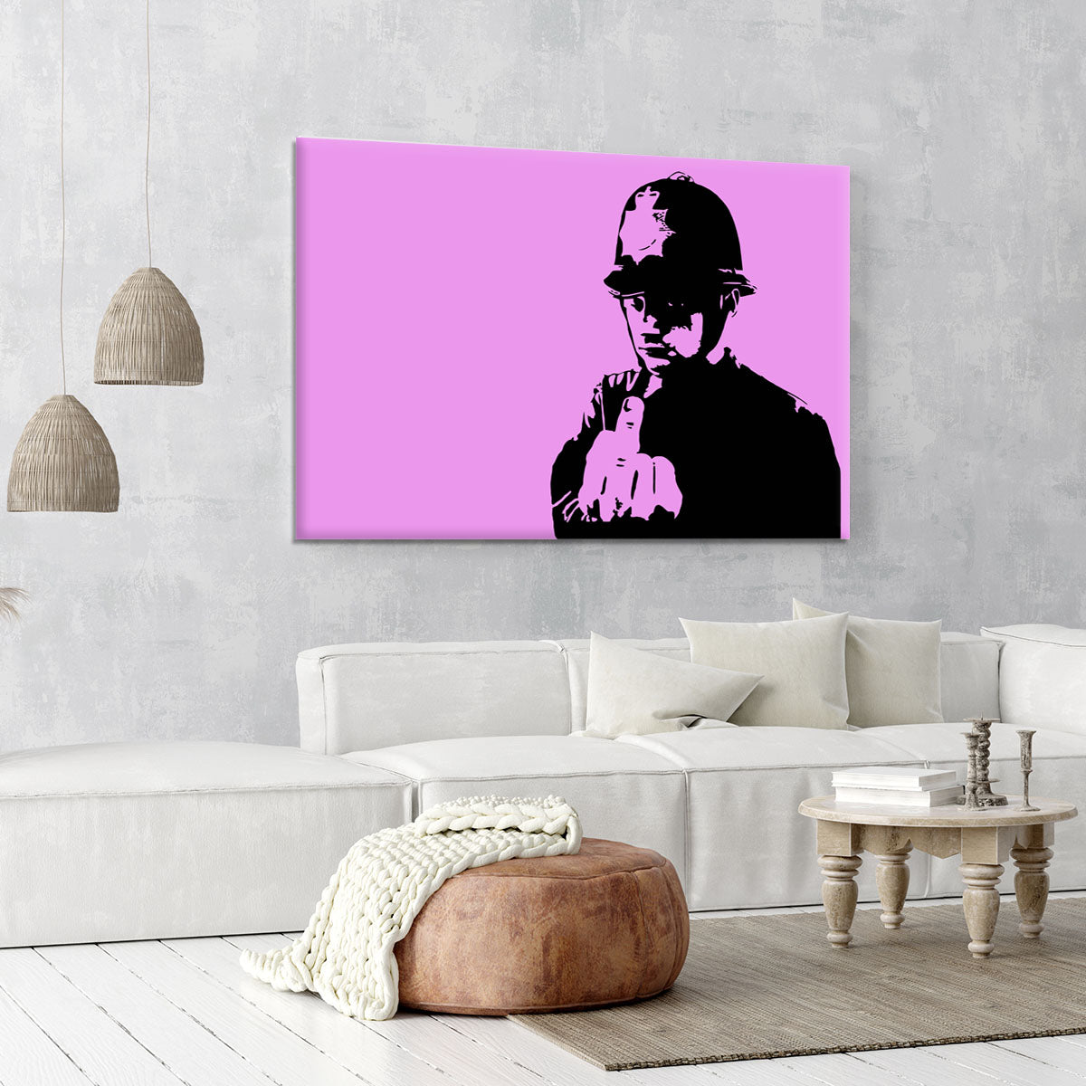 Banksy Rude Policeman Purple Canvas Print or Poster - Canvas Art Rocks - 6