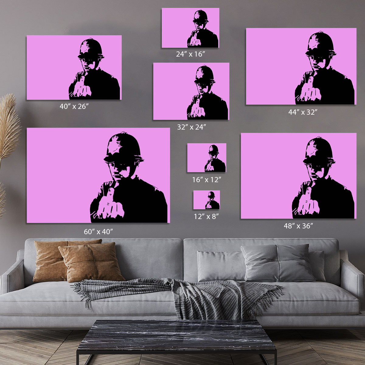 Banksy Rude Policeman Purple Canvas Print or Poster - Canvas Art Rocks - 7